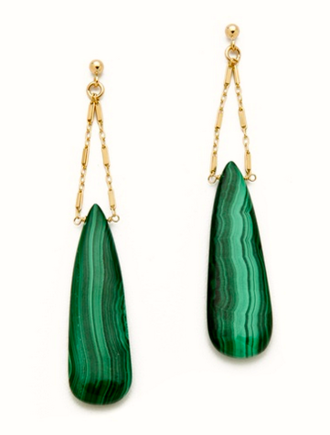 Green Gemstone Drop Earrings