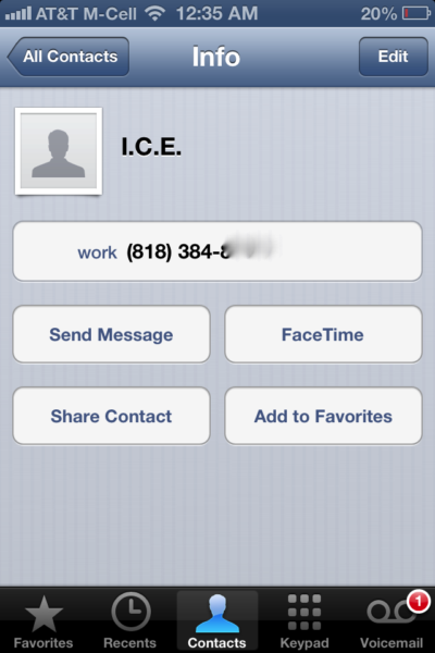 ICE  In Case Of An Emergency Cell Phone