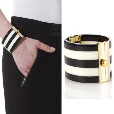 Modern Malene Birger Cuff Striped Bracelet Black & White