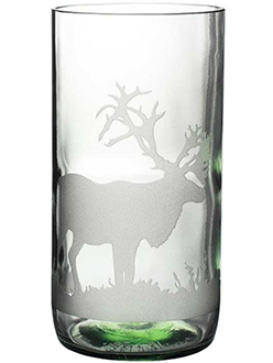 Etched Recycled Glass Caribou Drinkware Set
