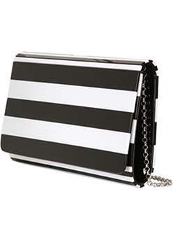 Lulu Guinness Black + White Striped Clutch Bag