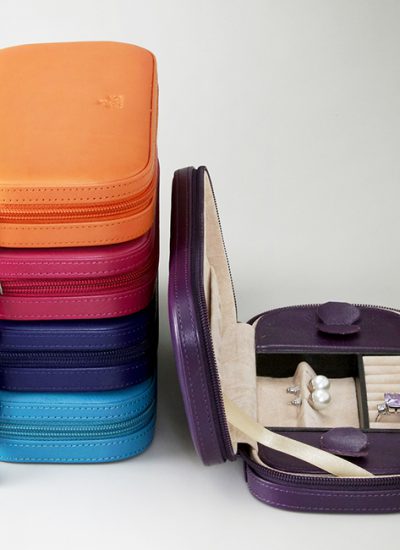 Elegant Italian Leather Jewelry Case Box 4 Colors