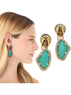 Erikson Beamon Rock Star Inspired Gold Turquoise Earrings
