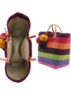 Fair Trade Bags Bright Hand Woven Straw Baskets