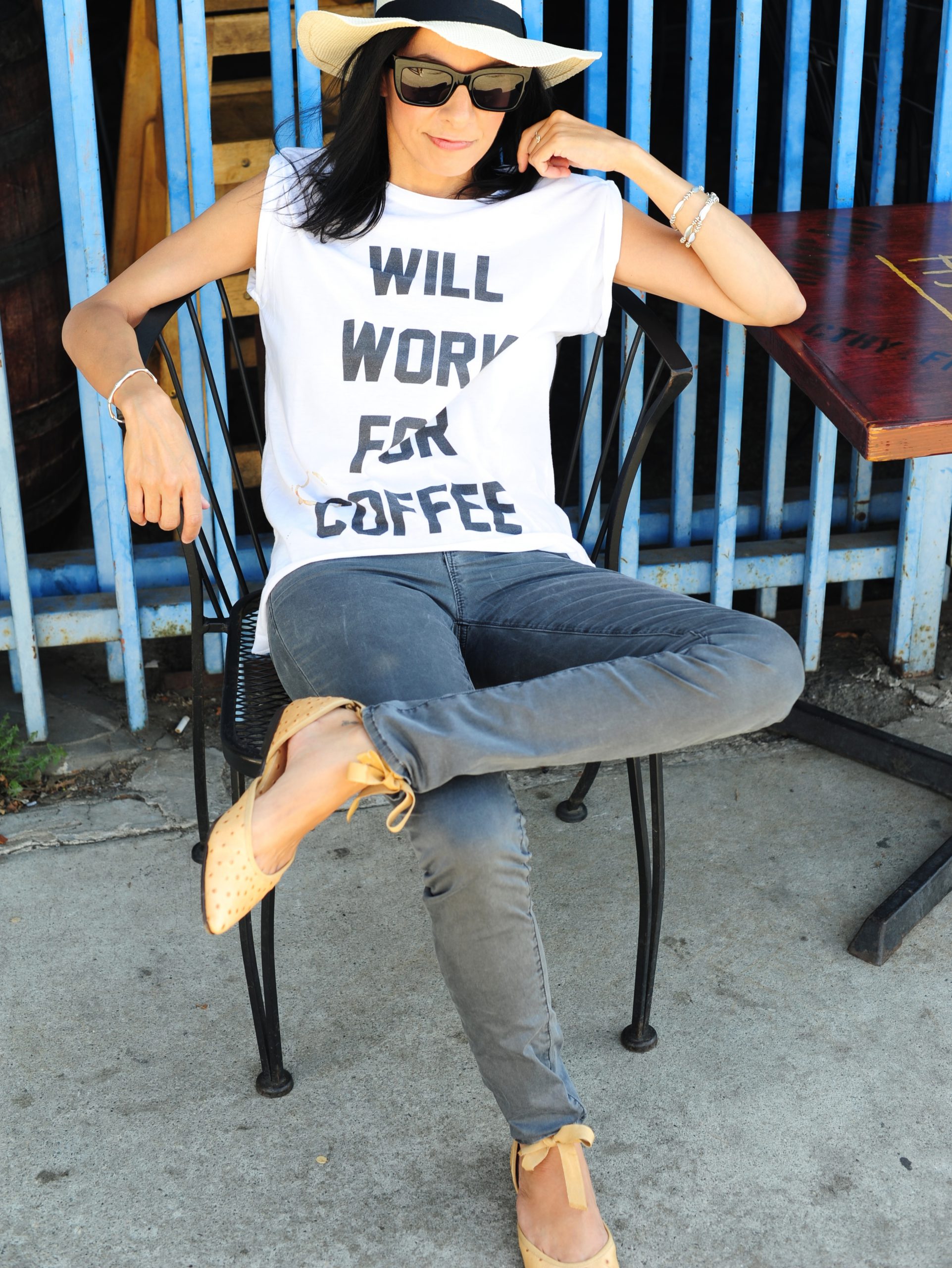 coffee shop etiquette - will work for coffee - the laundry room tee