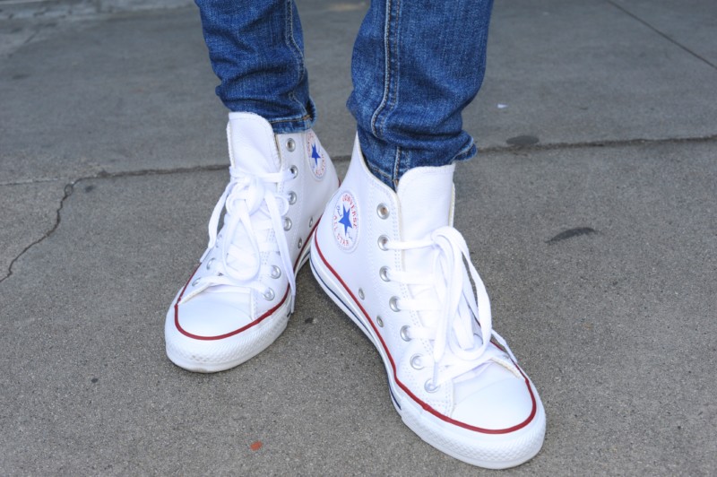 First Day Of Cool - White Converse Leather High Tops