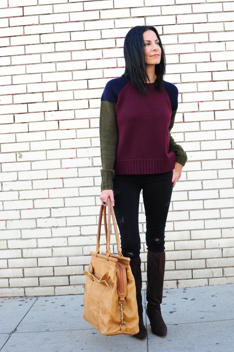 Winter Weekend Away Outfits  - J Crew Cashmere Sweater - Rebecca Minkoff Bag