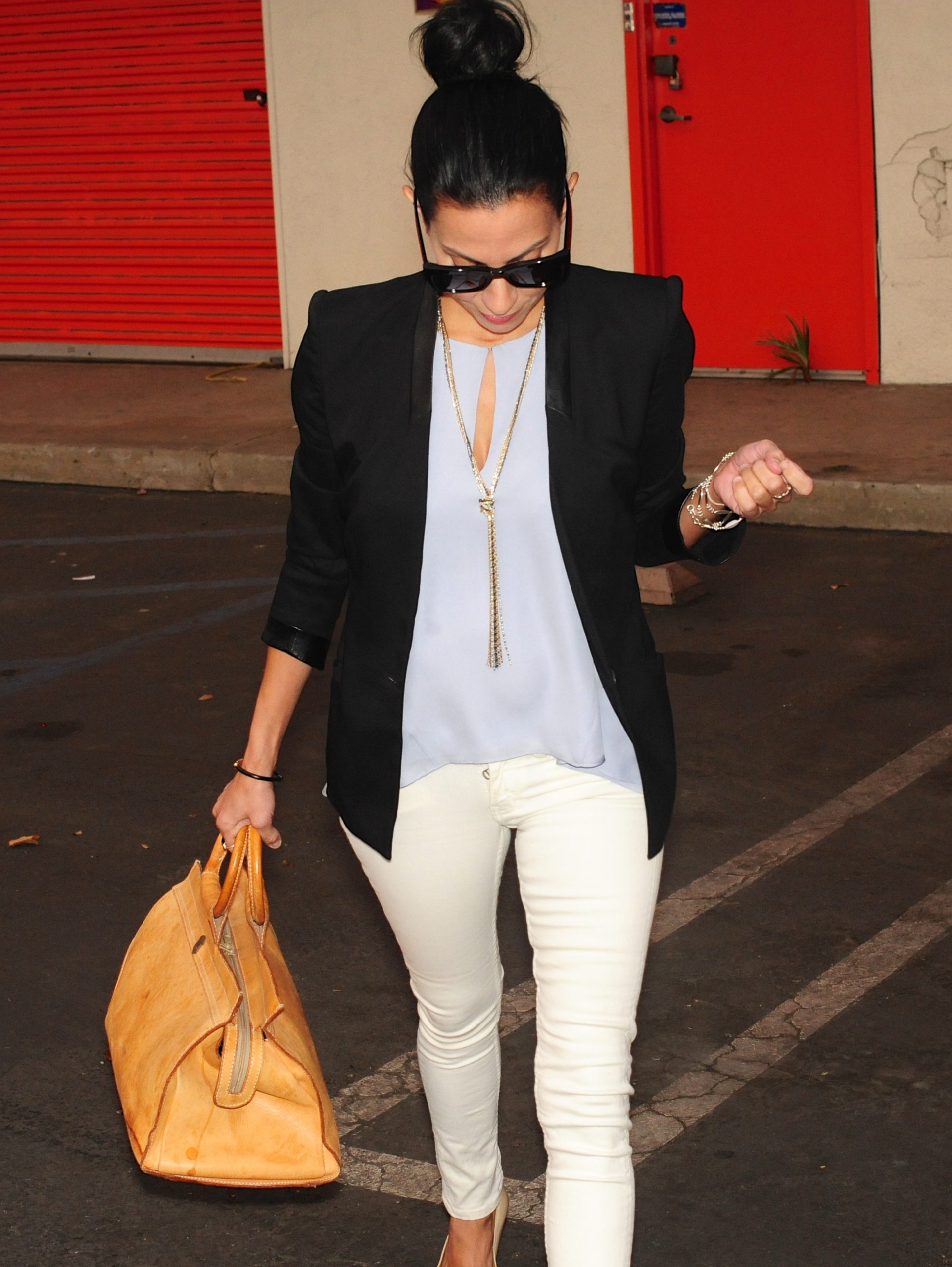 Going With The Flow - Helmut Lang Blazer - Parker Lonnie Top - Italian Weekender Bag - Alfani Necklace