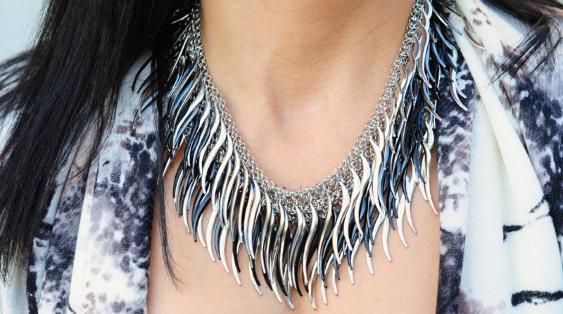 Sixth day of Cool - Club Monaco Scarf - Bar III Caterpillar Statement Necklace