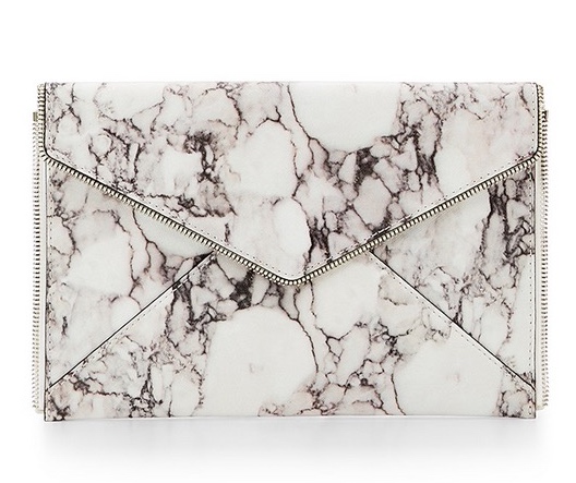 Marble White Leather Clutch Rebecca Minkoff