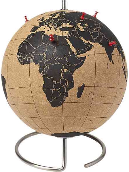 Gloabl world map cork board