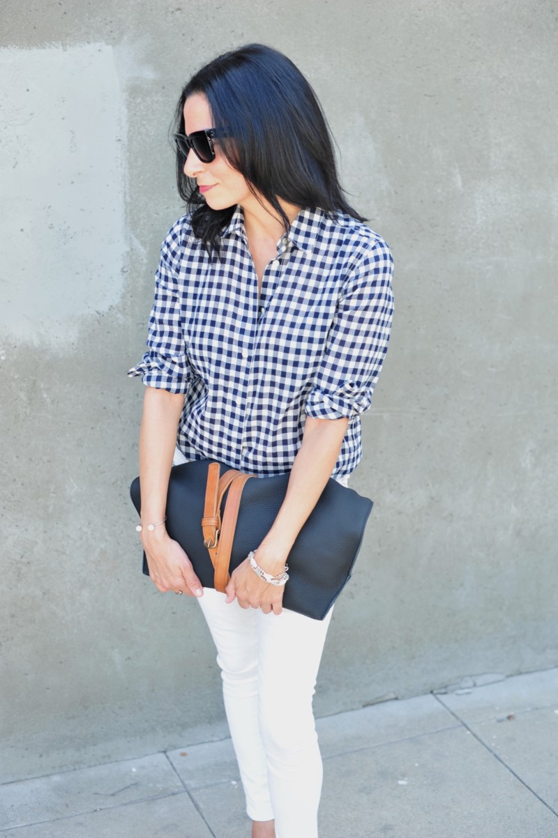 J Crew Gingham Top Ecco Eyota Tote 3 Style Hacks To Accessorize Any Bag