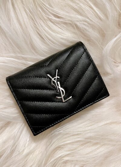 YSL Quilted Wallet - Black Silver Hardware